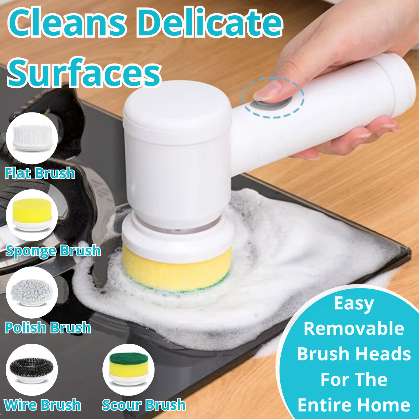 EASYCLEAN Portable Rechargeable Electric Cleaning Brush for Homes, Camper Vans and Cars