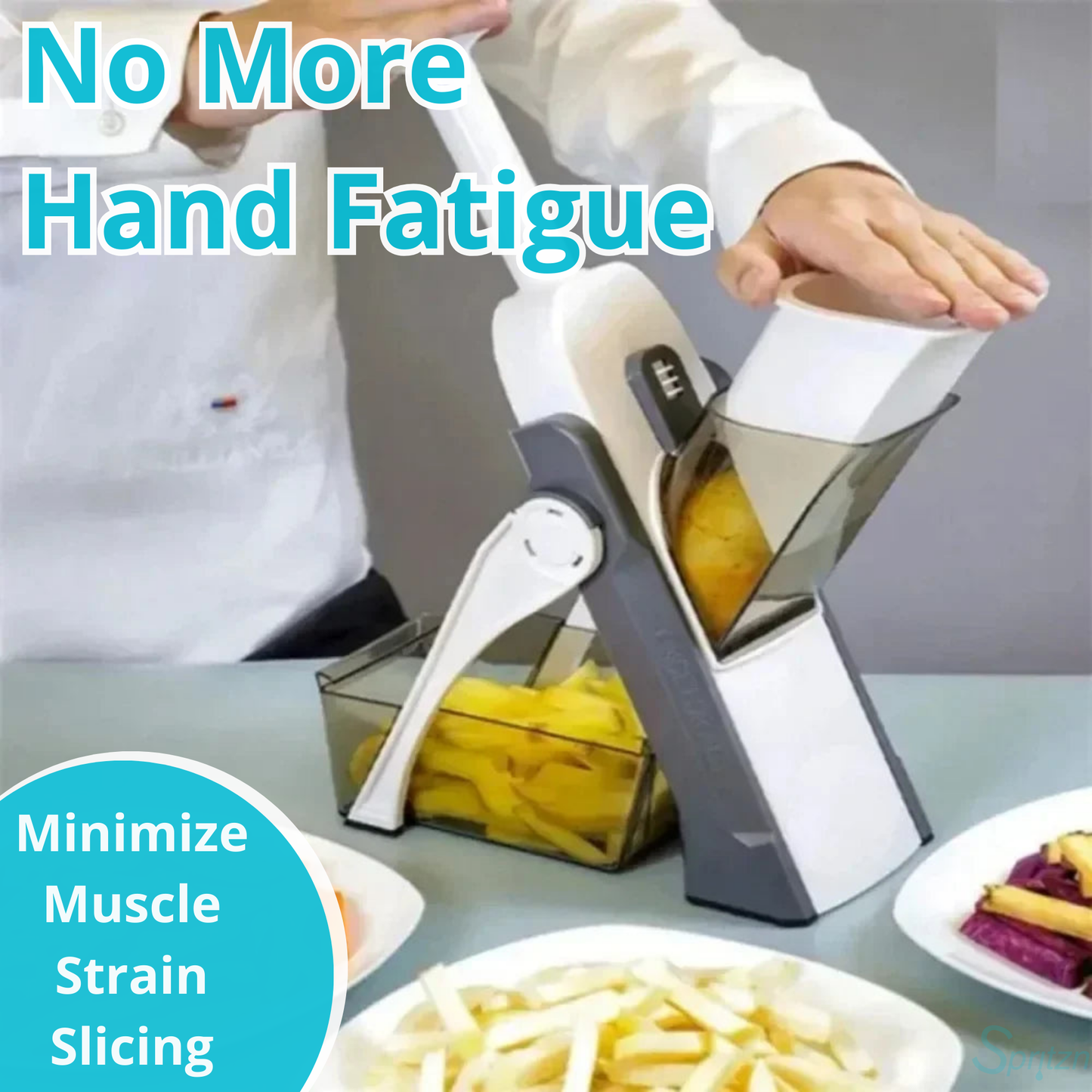 ANYSLICE Multifunction Kitchen Safety Slicer, Mandoline Slicer for Vegetables, Fruit and Meats