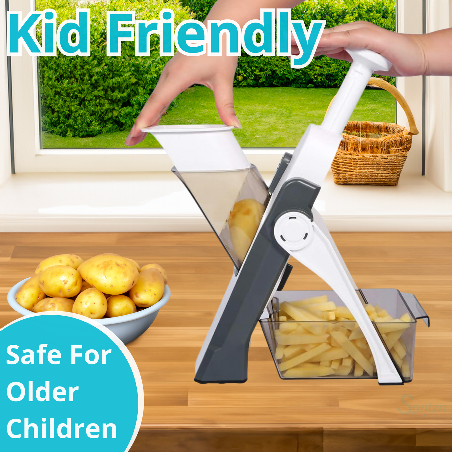 ANYSLICE Multifunction Kitchen Safety Slicer, Mandoline Slicer for Vegetables, Fruit and Meats